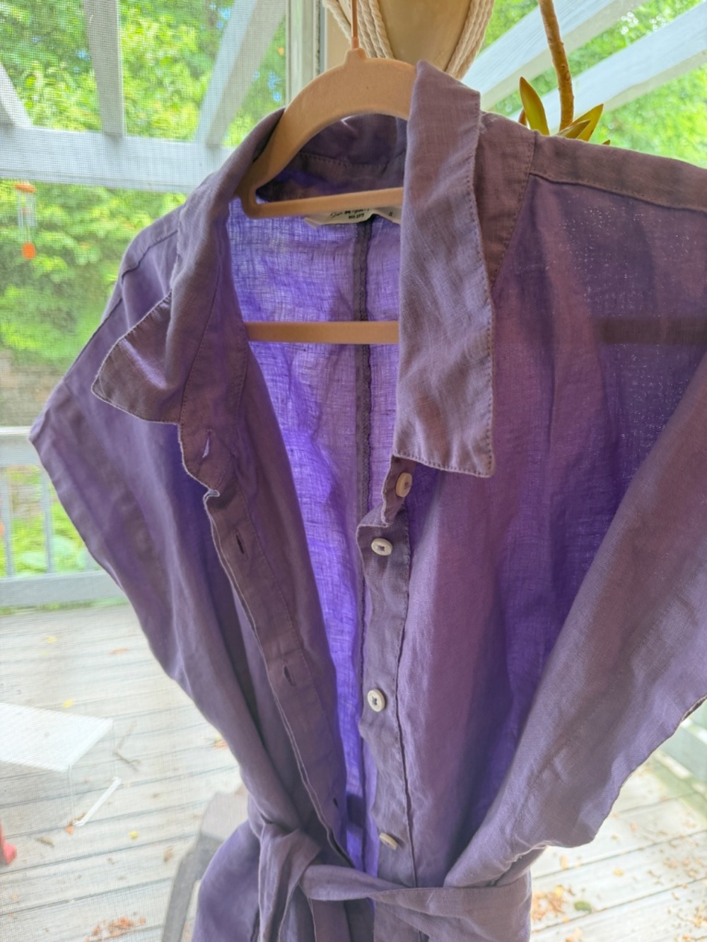 HARIS COTTON Linen shortsleeve shirtdress with belt - Picture 5 of 8